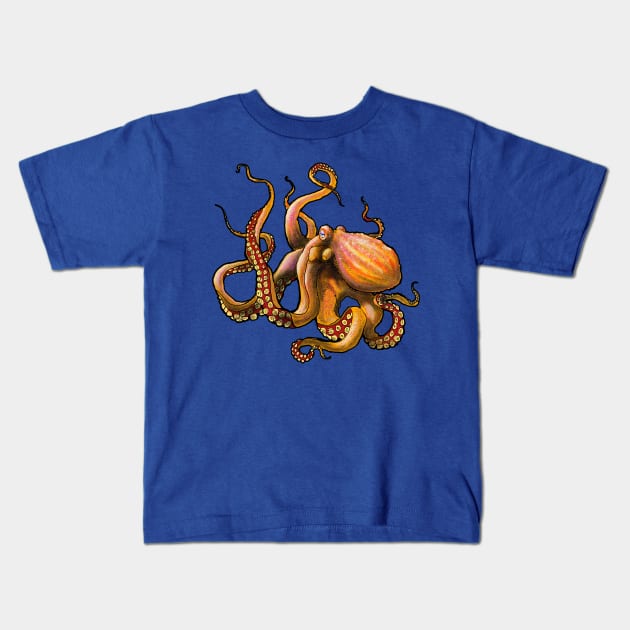 Octopus Orange Kids T-Shirt by Tinka Collective